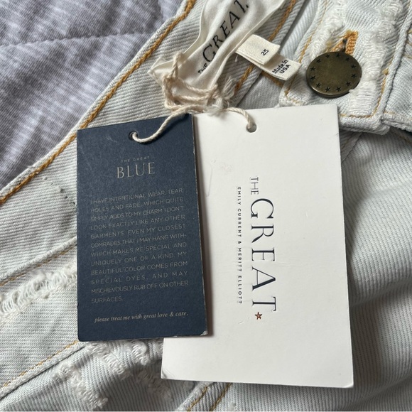 🇺🇸 THE GREAT 🇺🇸 EASY CUTOFF Whitewashed Denim Sz 25 - Picture 9 of 10